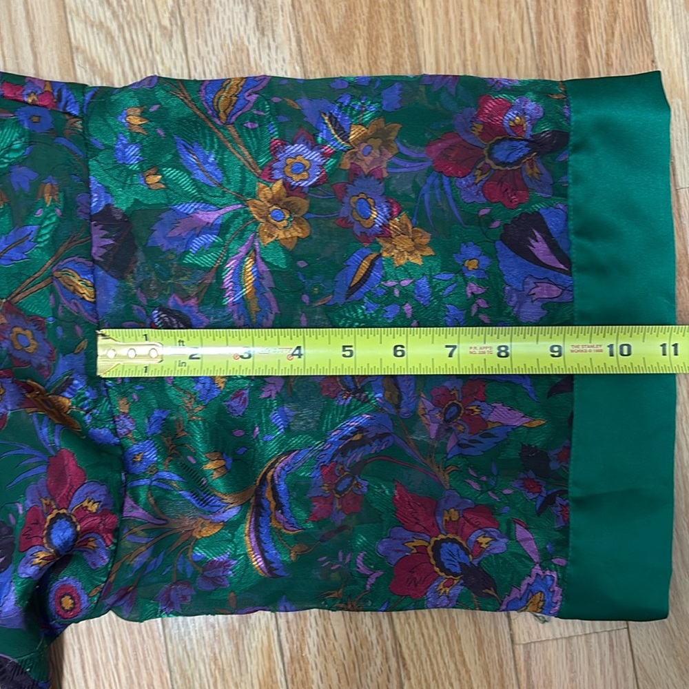Vintage‎ Victorias Secret Belted Robe Kimono Gold Label Sheer Green Floral - Picture 8 of 9